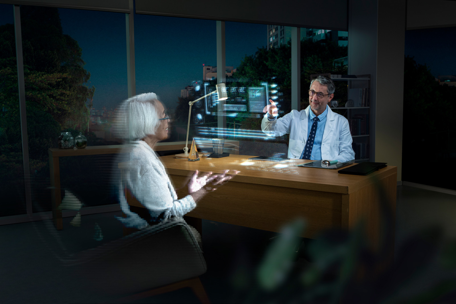 Doctor and Patient in Conversation Looking at EKG Print Out