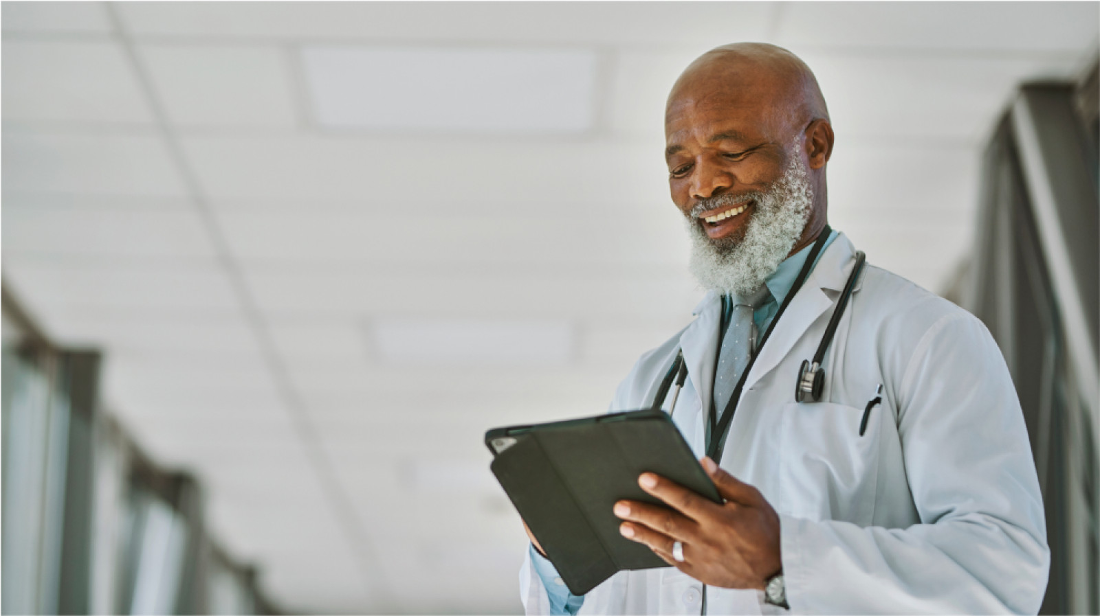 Doctor looking at tablet