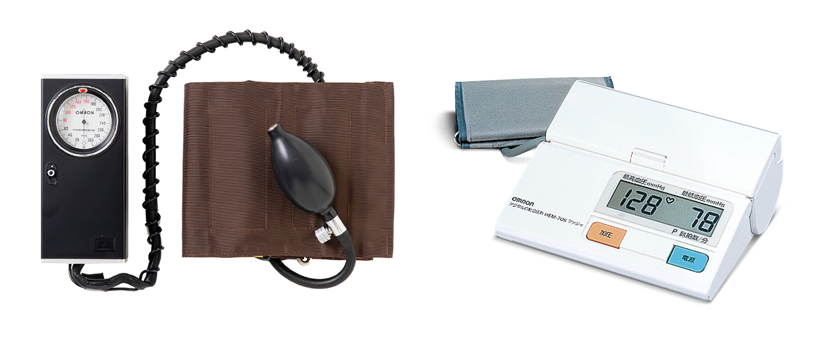 HEM-1, the first blood pressure monitor / HEM-706, the world's first fuzzy logic automatic blood pressure monitor