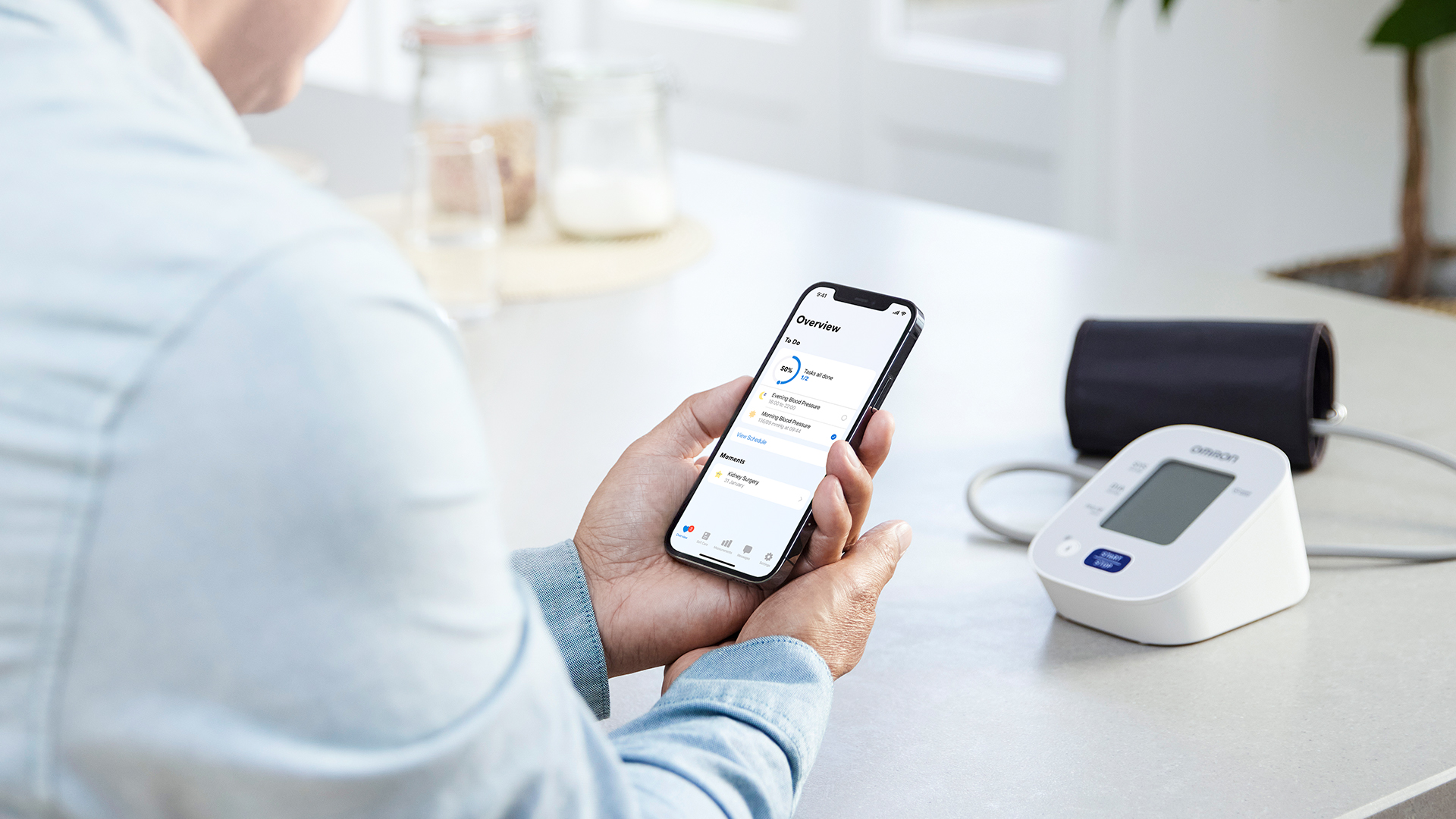 Man looking at app on phone